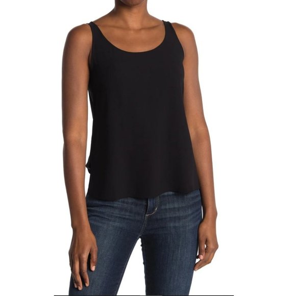 Eileen Fisher Tops - Eileen Fisher Scoop Neck 100% Silk Shell Black Tank Top Size XXS